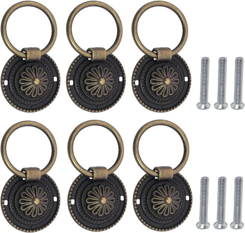 6pcs antique drawer - pull, rings